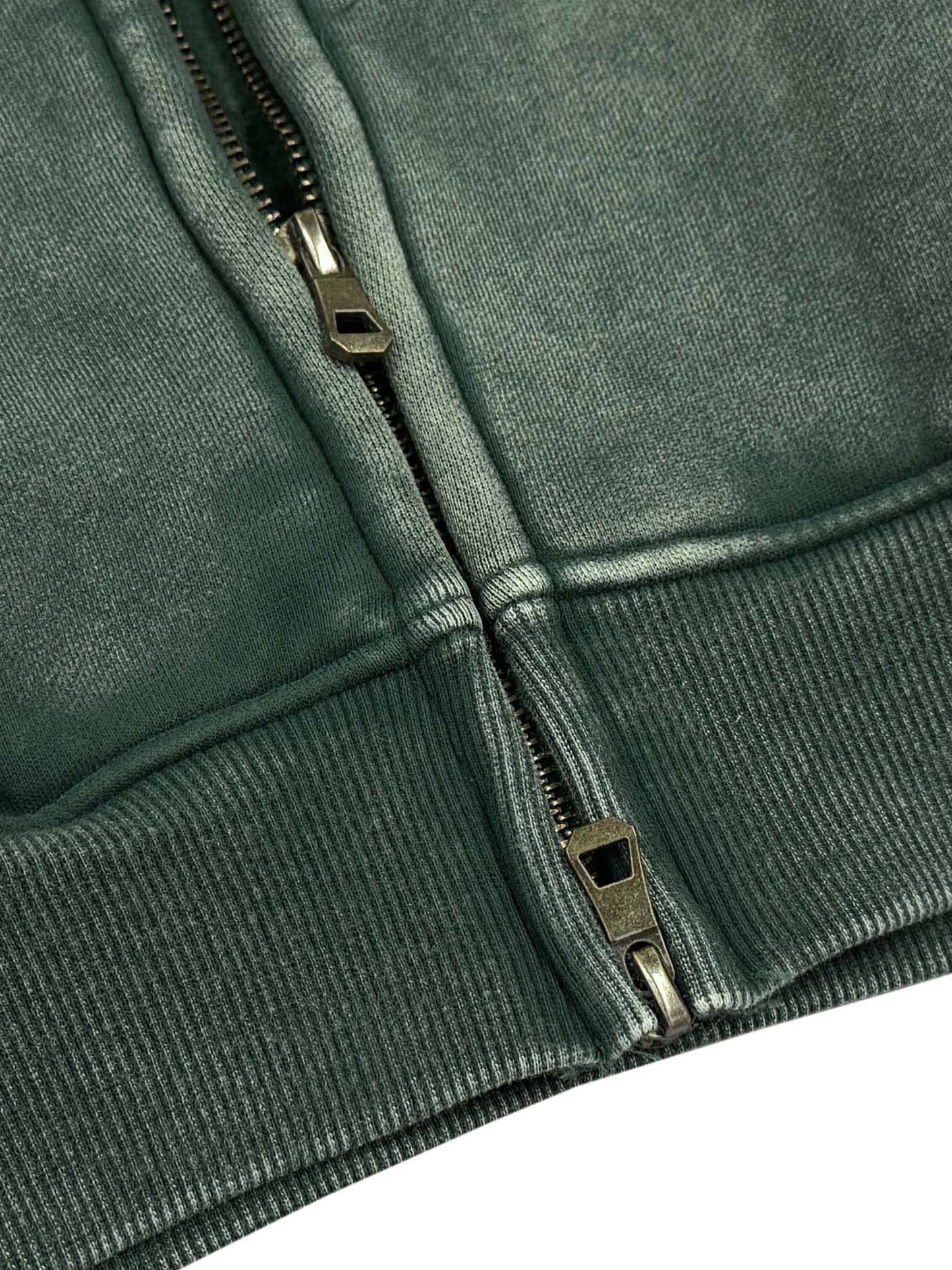 acid washed zip-through fleece hoodie