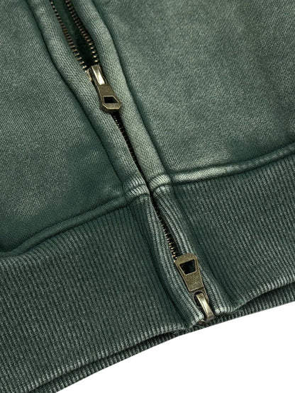 Acid Washed Zip-Through Fleece Hoodie