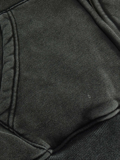 Acid Washed Zip-Through Fleece Hoodie