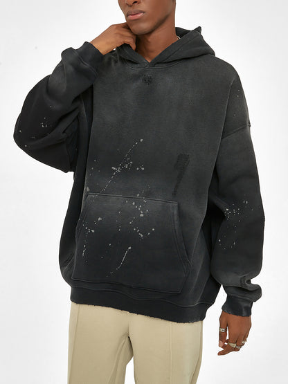 Vintage Wash Frayed Fleece Hoodie 360 GSM