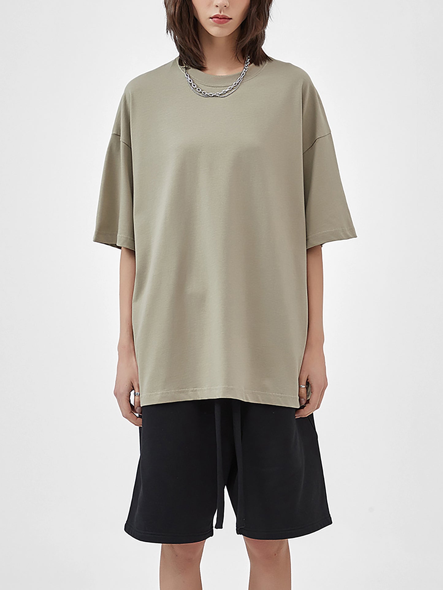 streetwear solid colour loose fit fog t-shirt 230 gsm