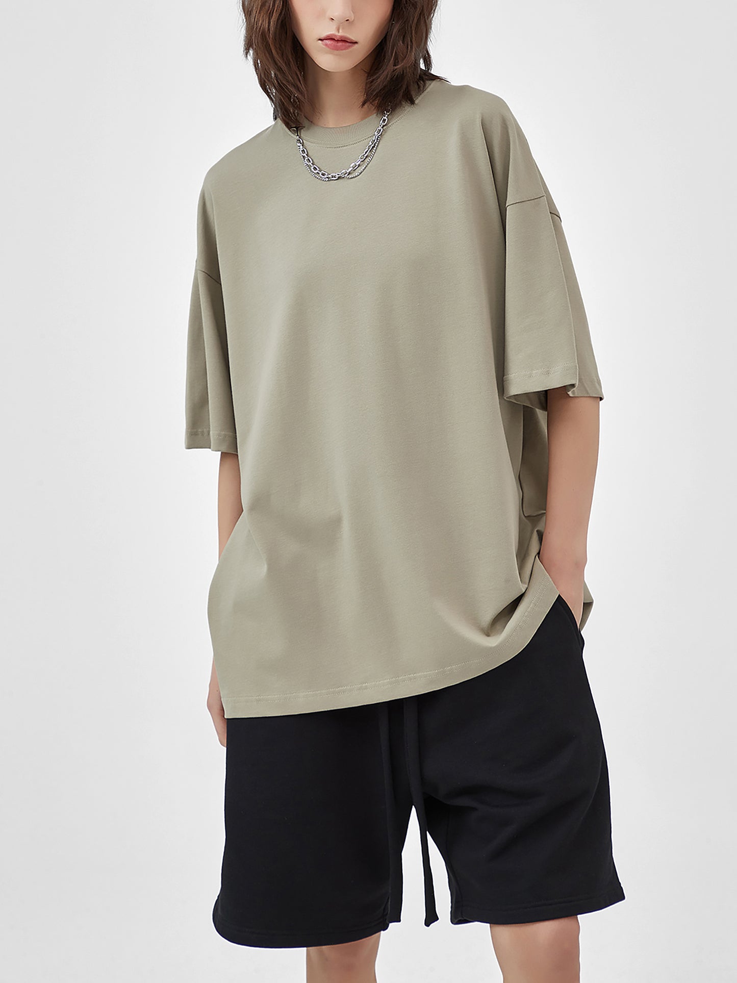 streetwear solid colour loose fit fog t-shirt 230 gsm