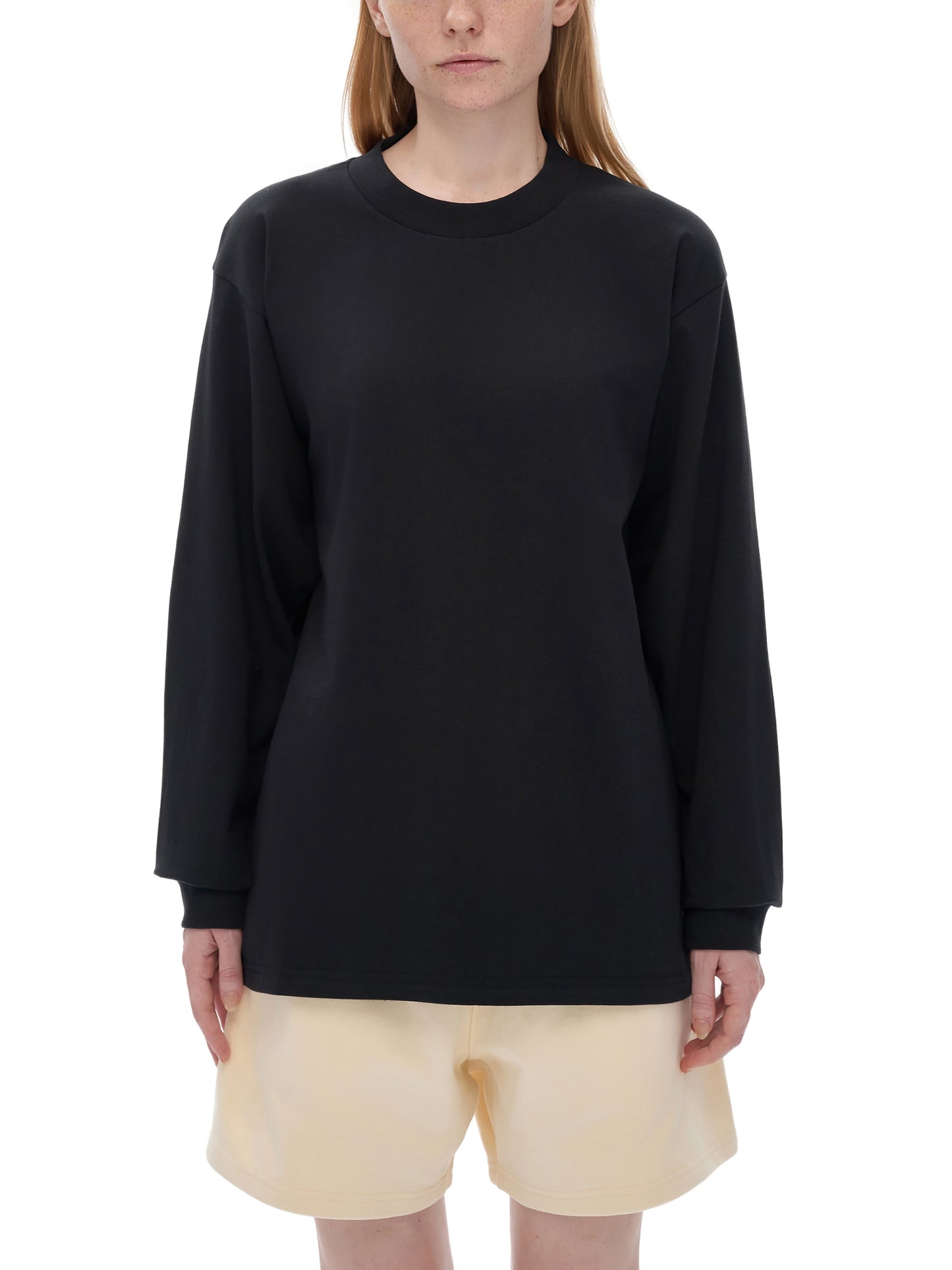 crew neck drop shoulder long sleeve shirt