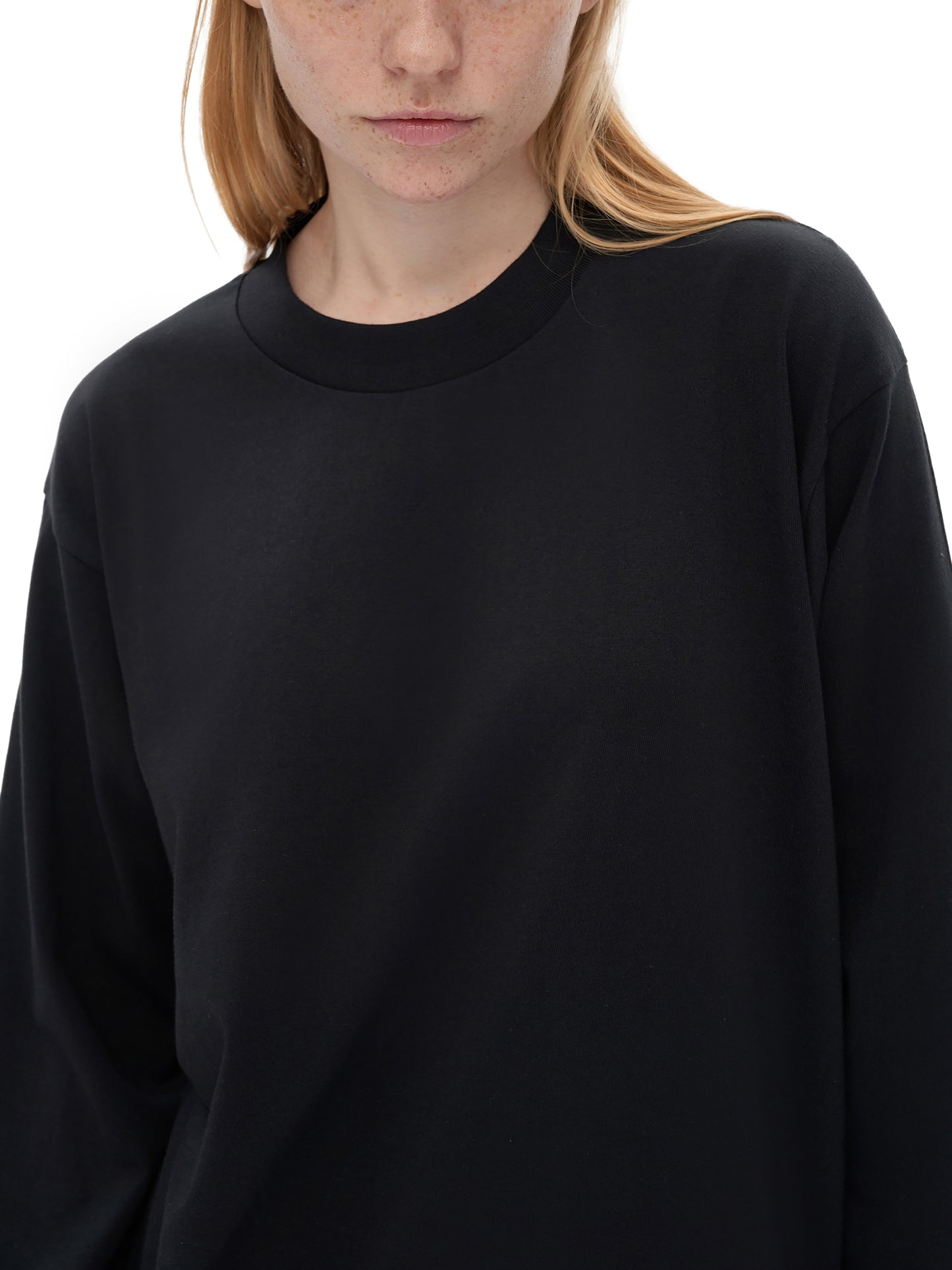 crew neck drop shoulder long sleeve shirt