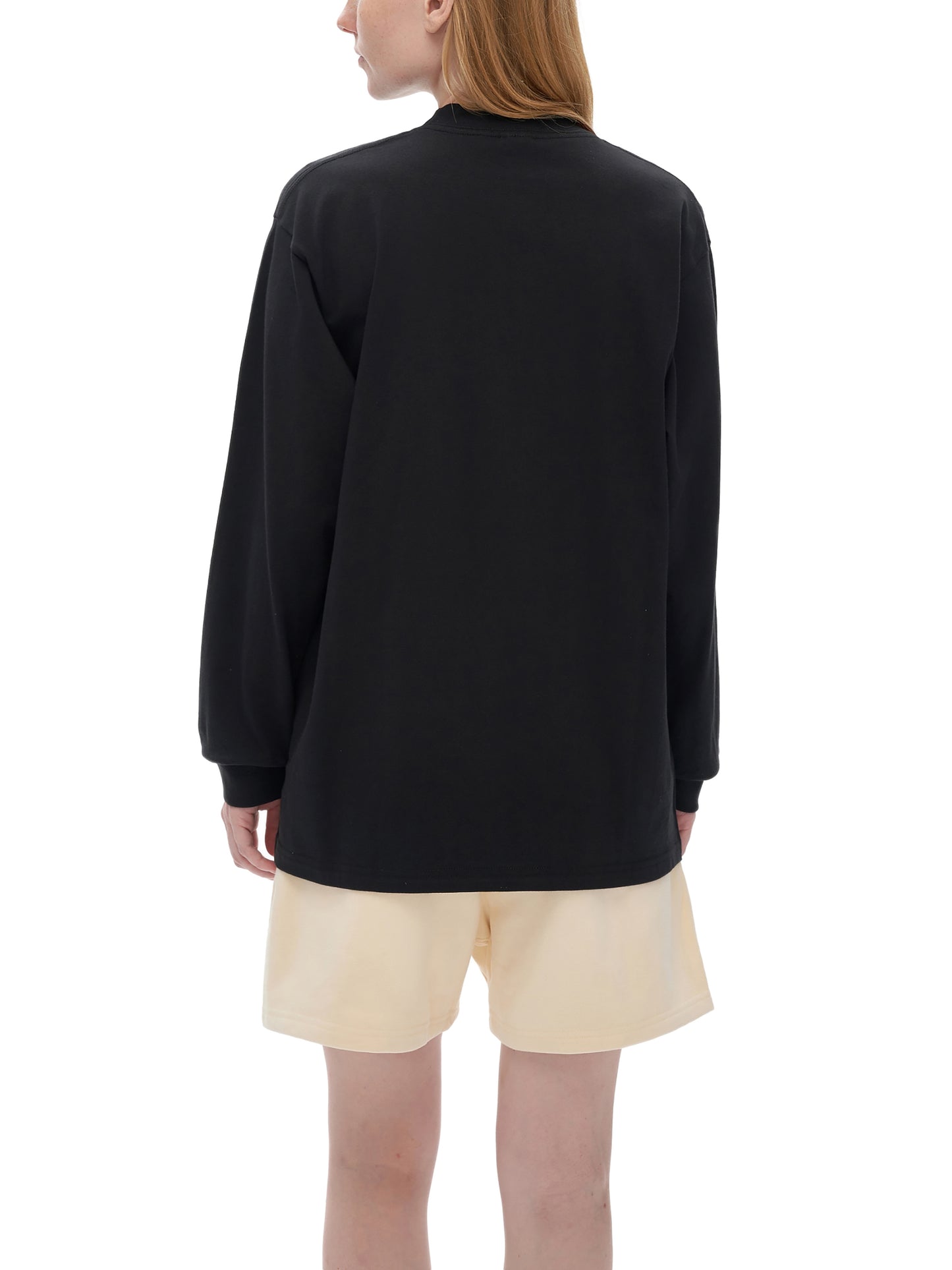 crew neck drop shoulder long sleeve shirt