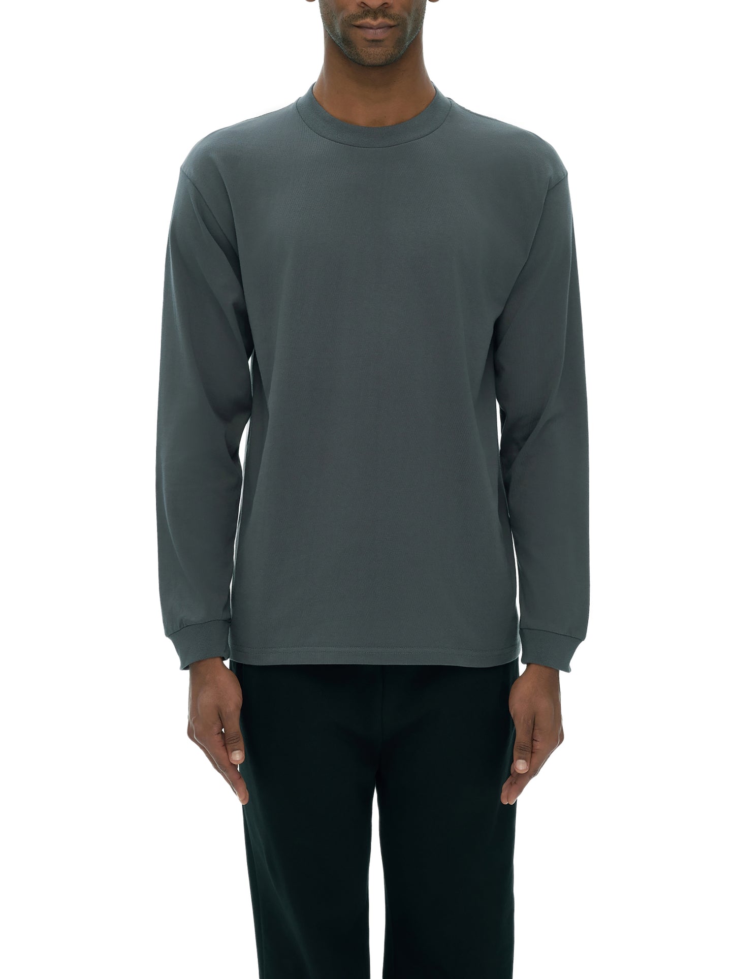 crew neck heavyweight 100% cotton drop shoulder long sleeve shirt 270 gsm