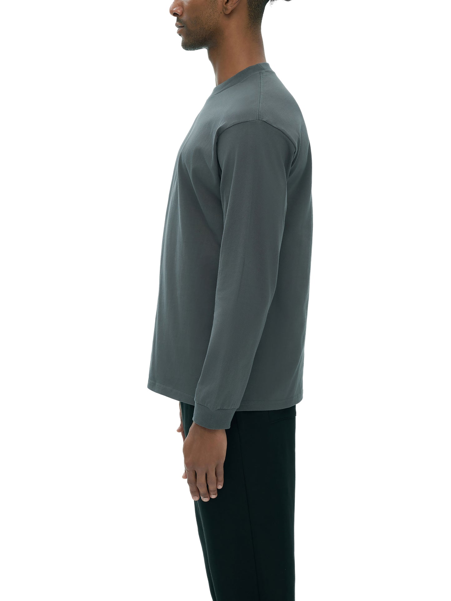 crew neck heavyweight 100% cotton drop shoulder long sleeve shirt 270 gsm