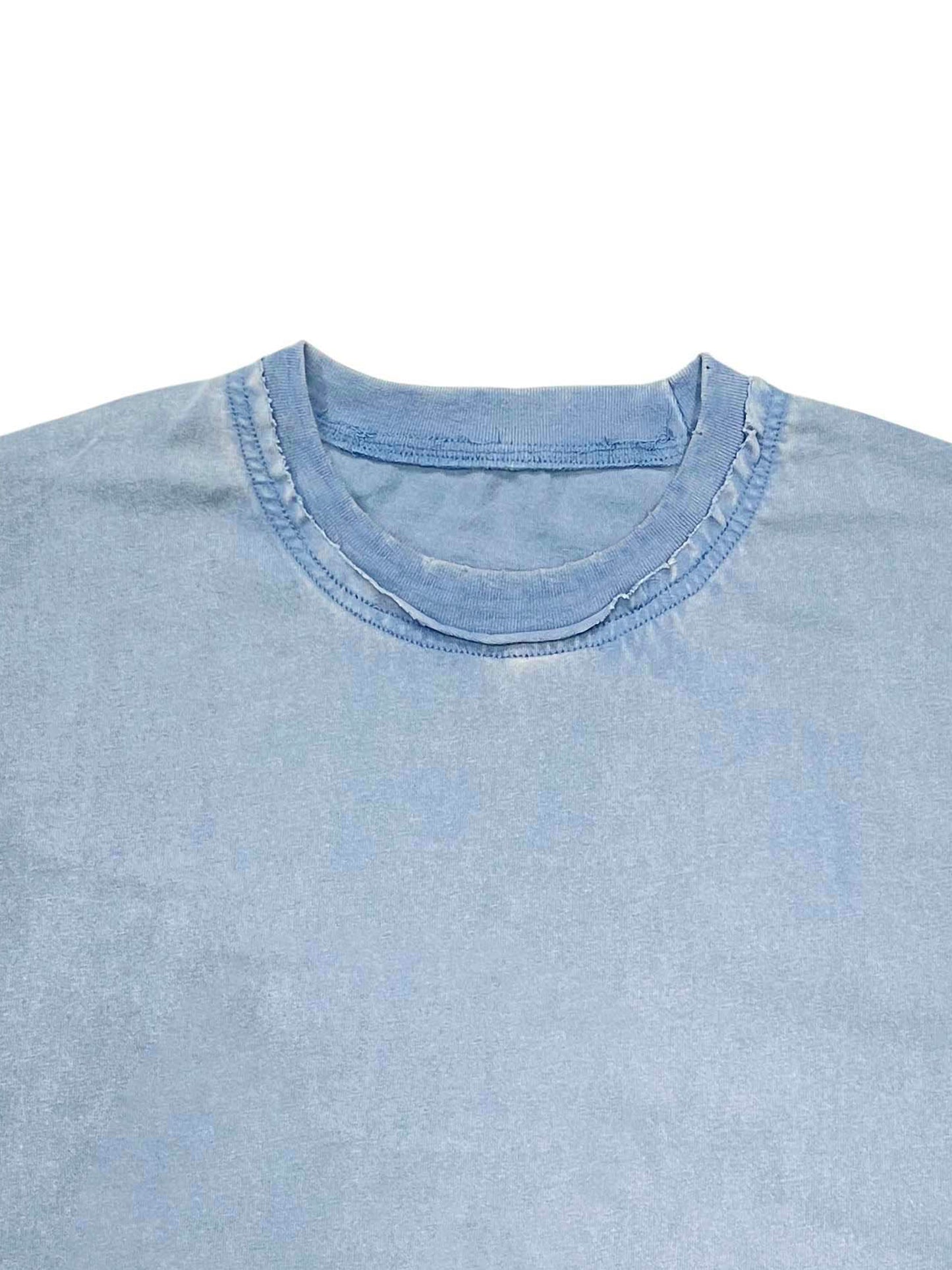 acid washed raw-edge neckline t-shirt