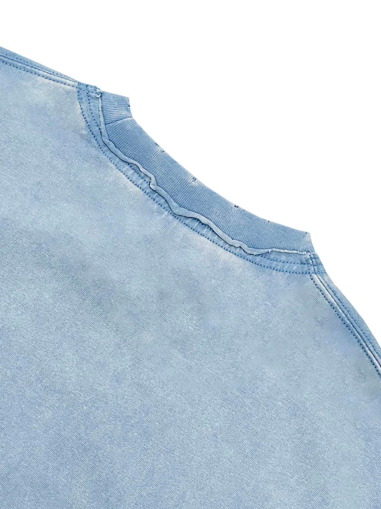 acid washed raw-edge neckline t-shirt