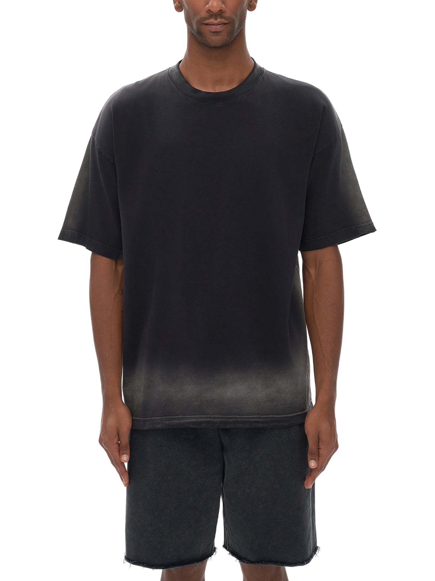 monkey washed edge drop shoulder t-shirt 250 gsm