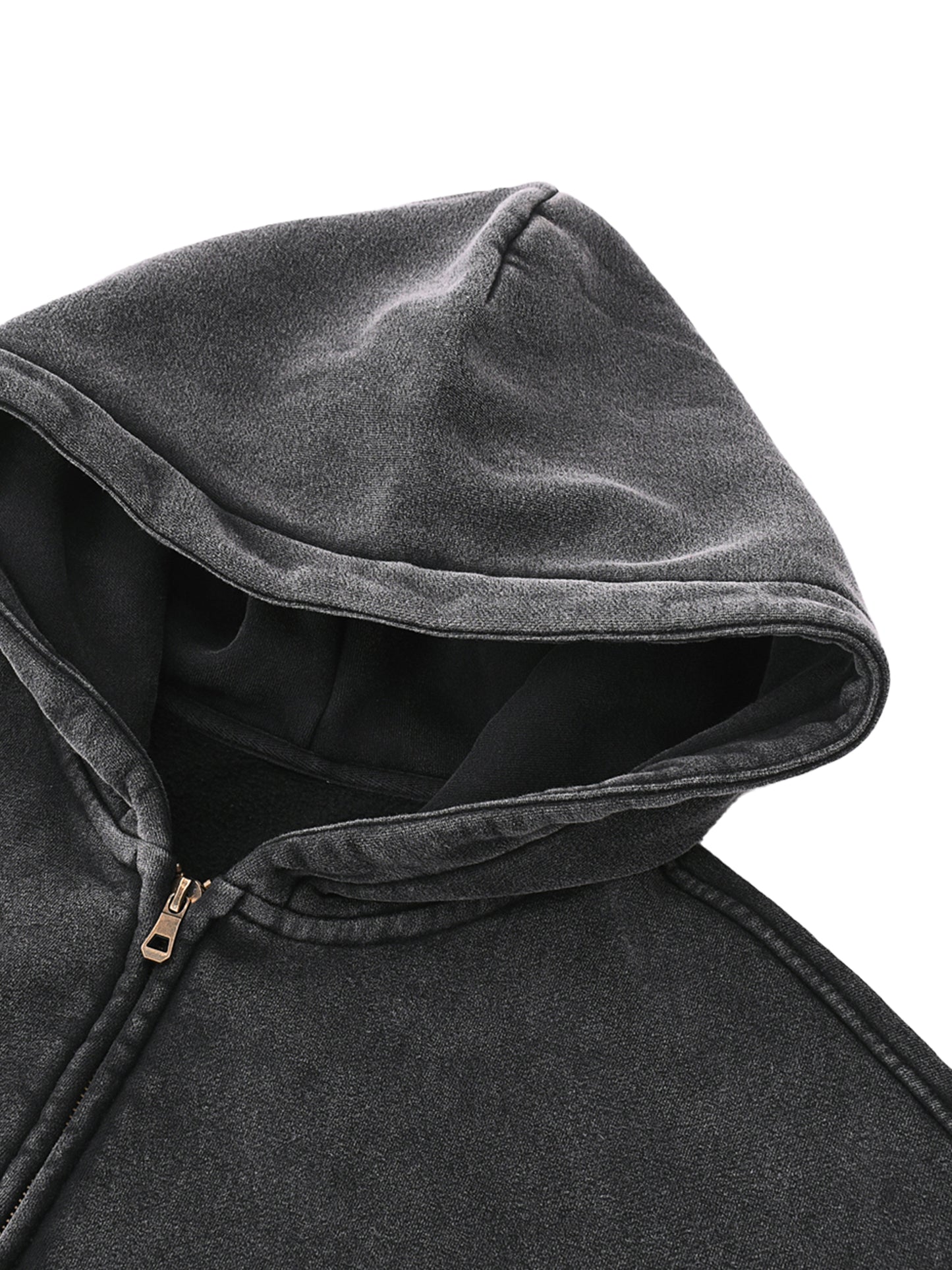 zip-through boxy fleece hoodie