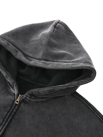 Zip-Through Boxy Fleece Hoodie
