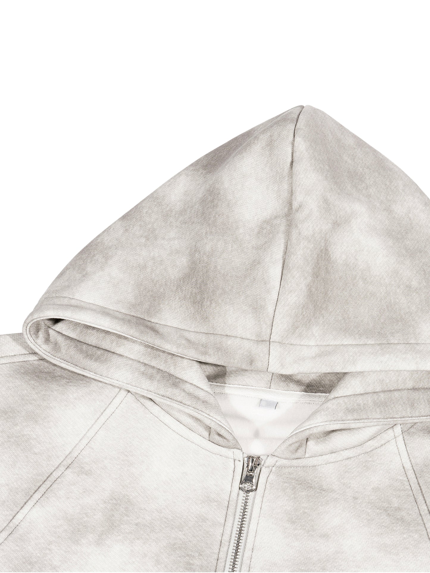 dirty washed zip-up fleece hoodie