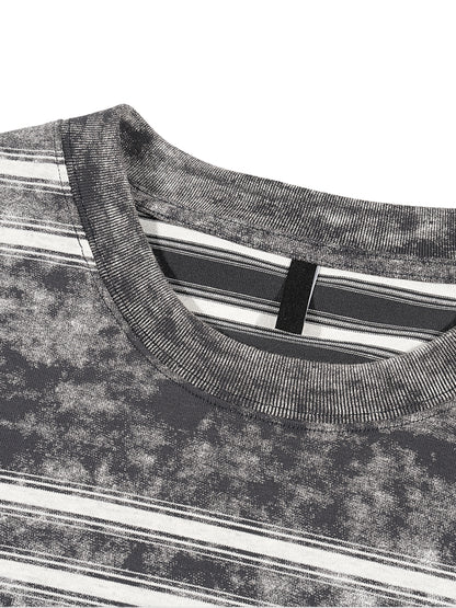 Acid Washed Striped Boxy T-Shirt
