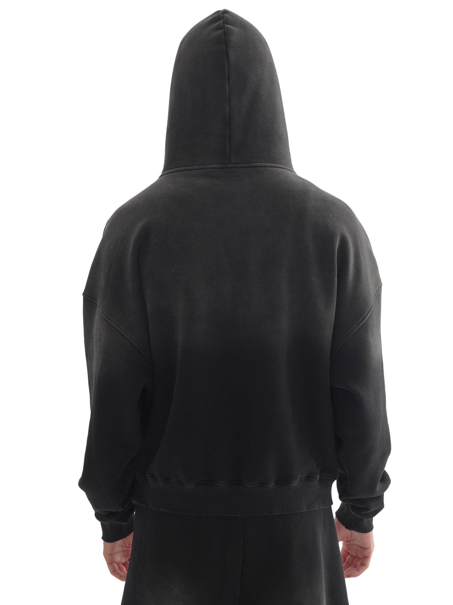 frayed sunfade boxy fleece hoodie