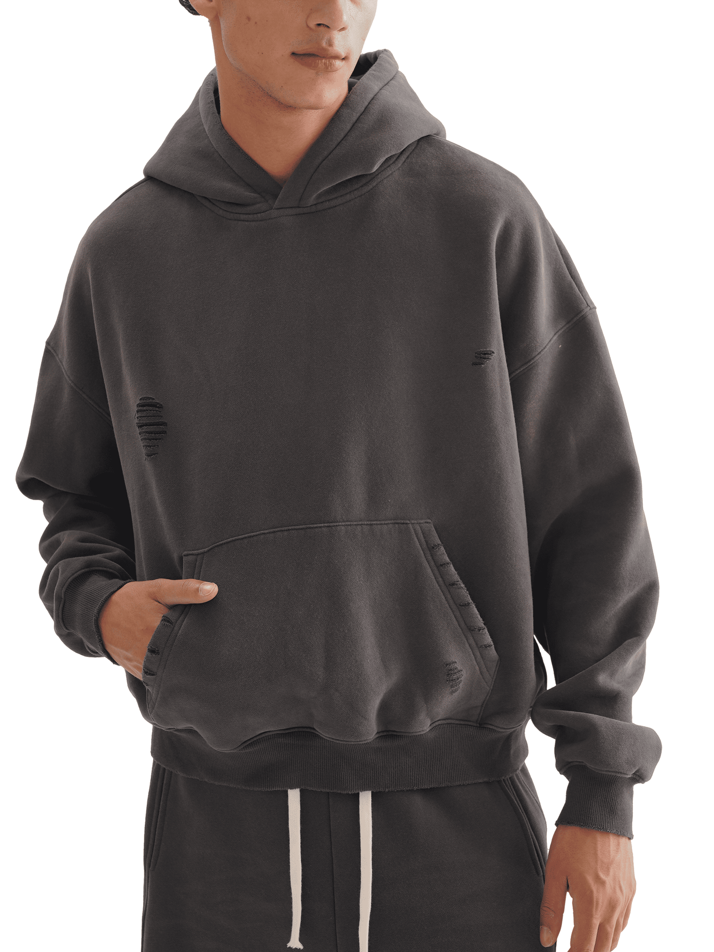 frayed sunfade boxy fleece hoodie