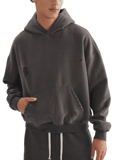 Frayed Sunfade Boxy Fleece Hoodie