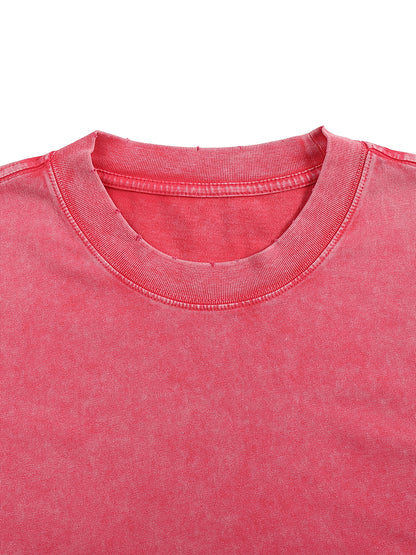 Acid Washed Frayed Edge T-Shirt