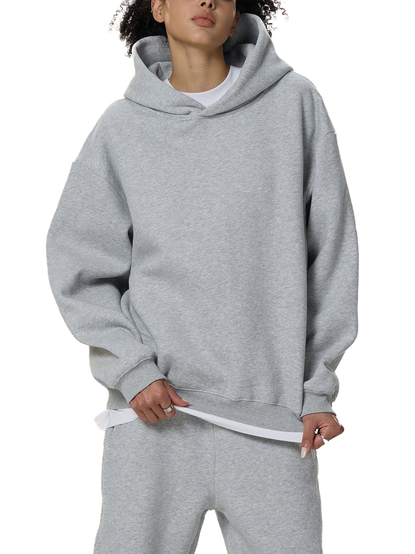 fleeced boxy hoodie