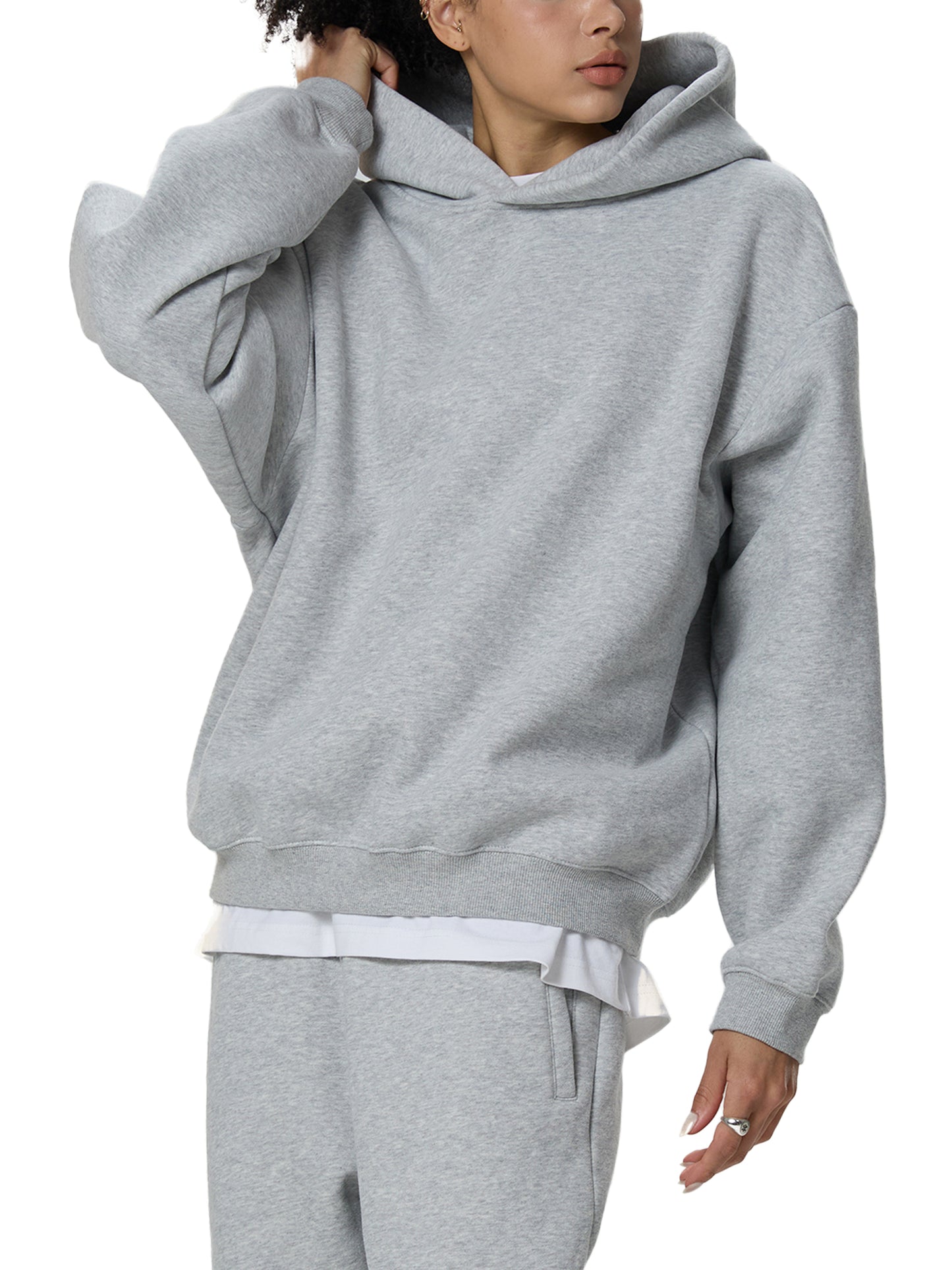 fleeced boxy hoodie