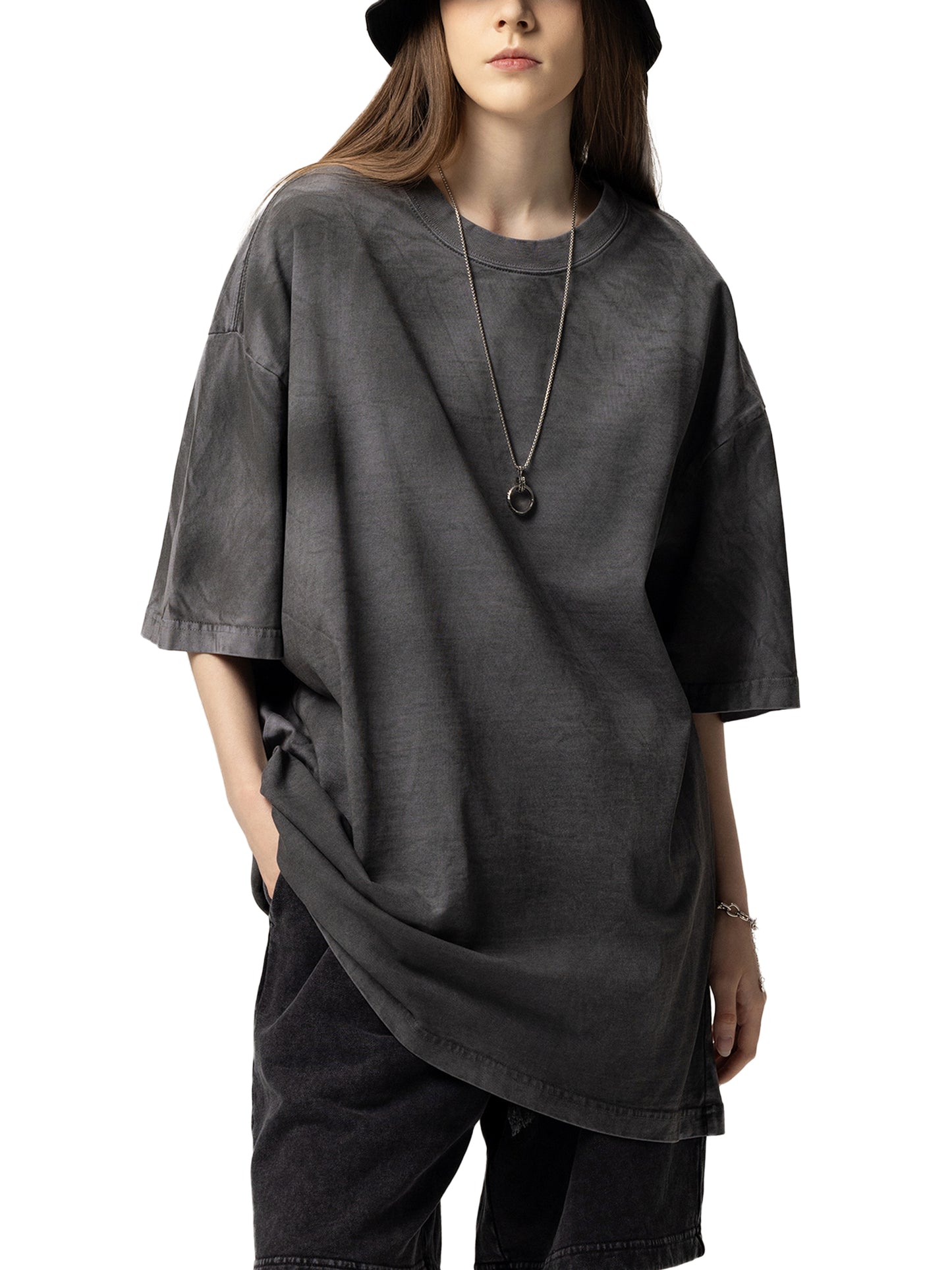 dirty washed loose t-shirt