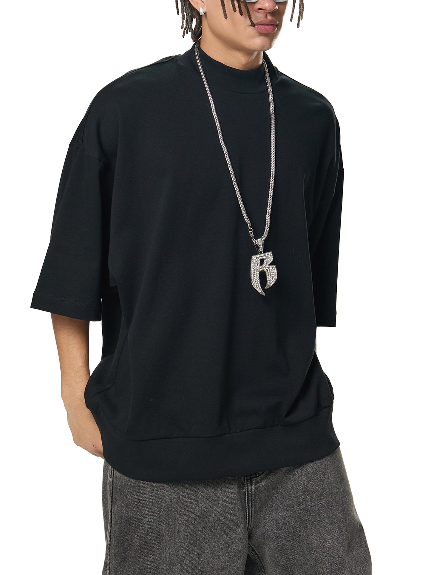 heavyweight oversized mock neck t-shirt