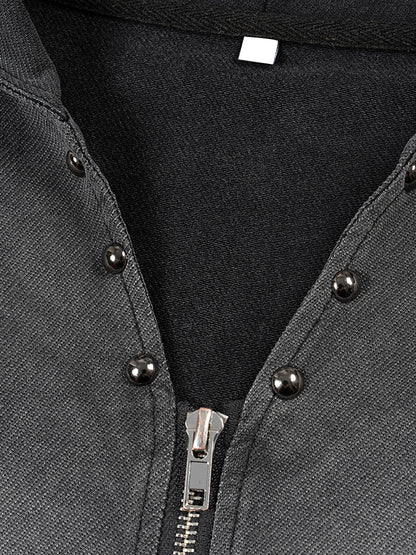 Vintage Washed Zip-Up Hooded Tank Top