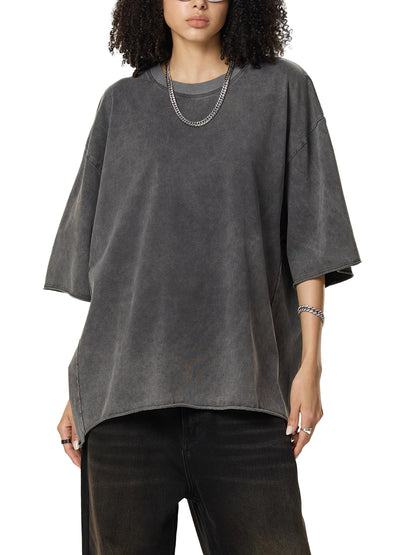 Raw Edge Acid Washed Boxy T-Shirt