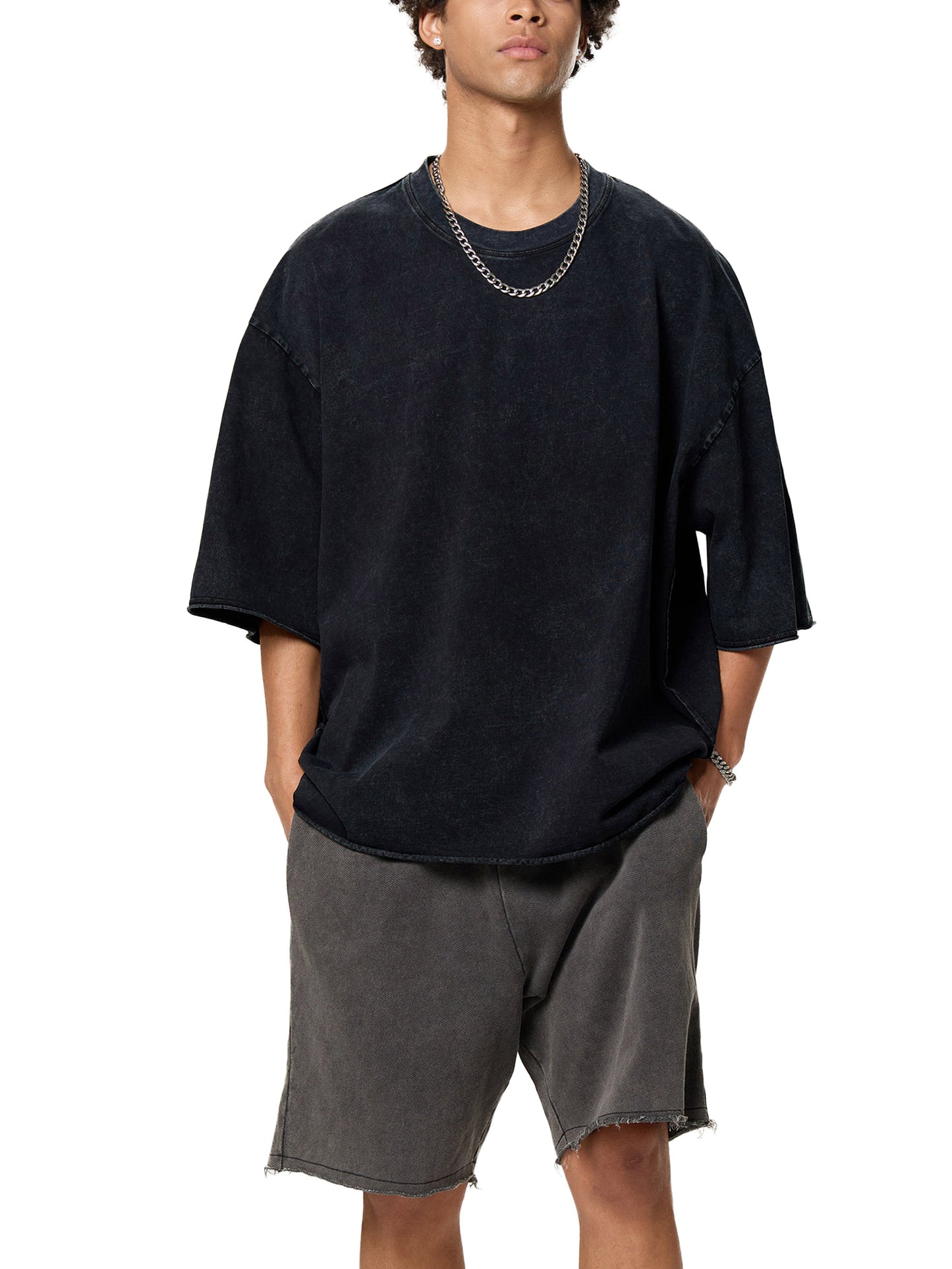 raw edge acid washed boxy t-shirt