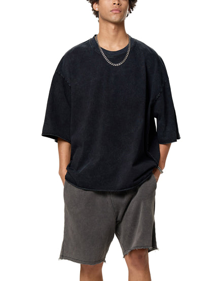 Raw Edge Acid Washed Boxy T-Shirt
