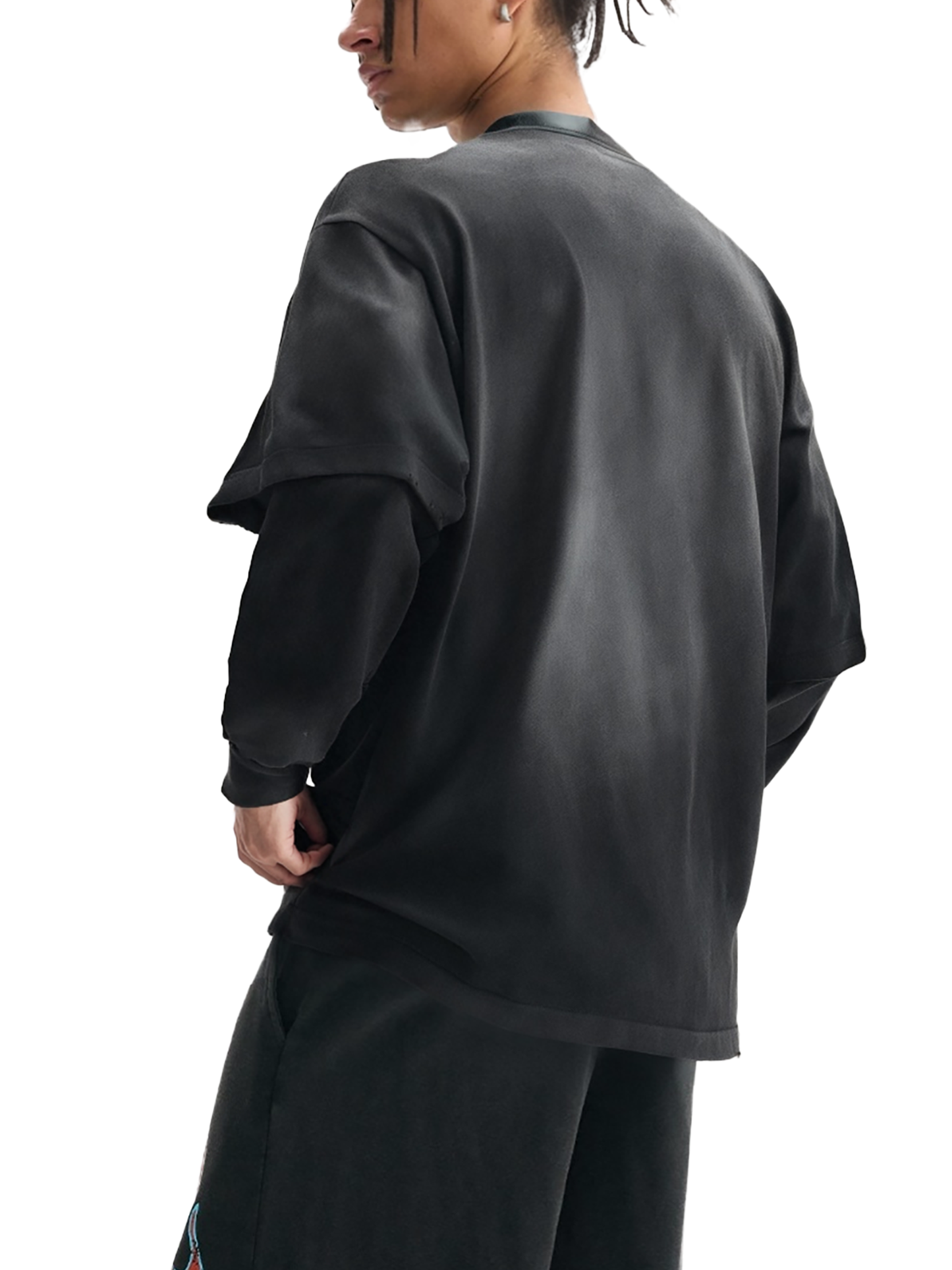 sunfade hand-frayed faux two-piece t-shirt