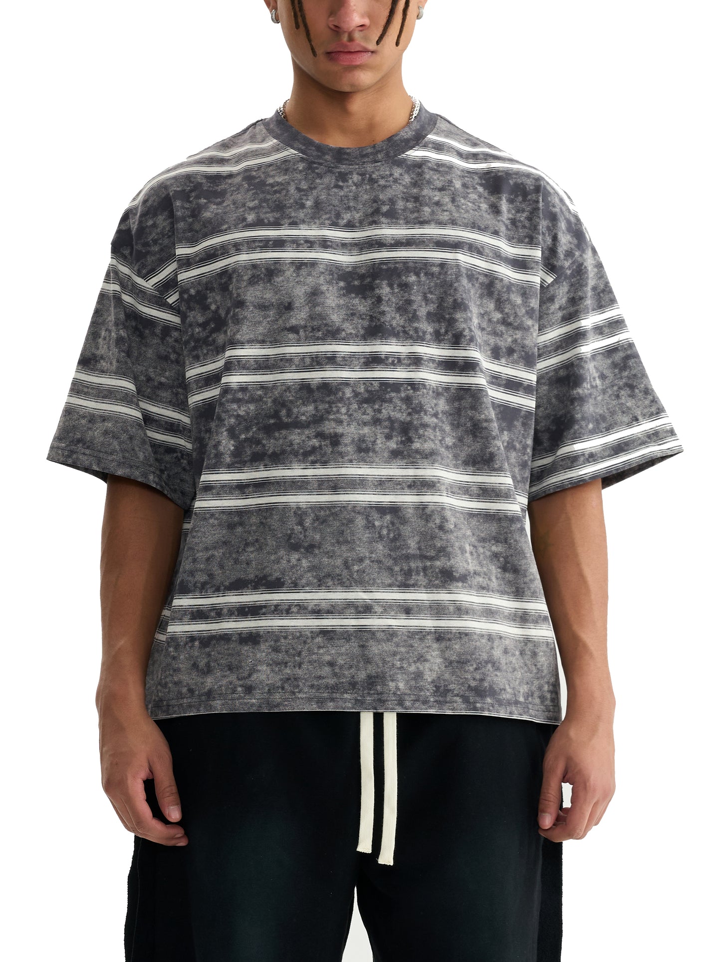 acid washed striped boxy t-shirt