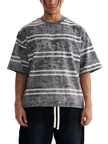 Acid Washed Striped Boxy T-Shirt