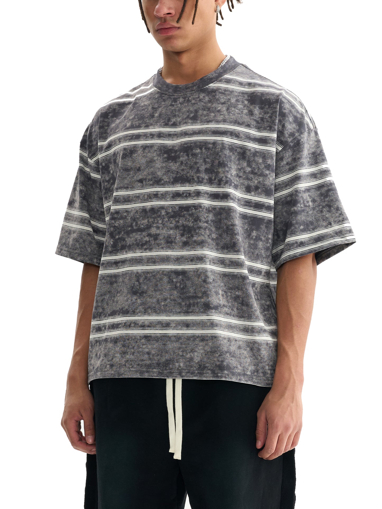 acid washed striped boxy t-shirt