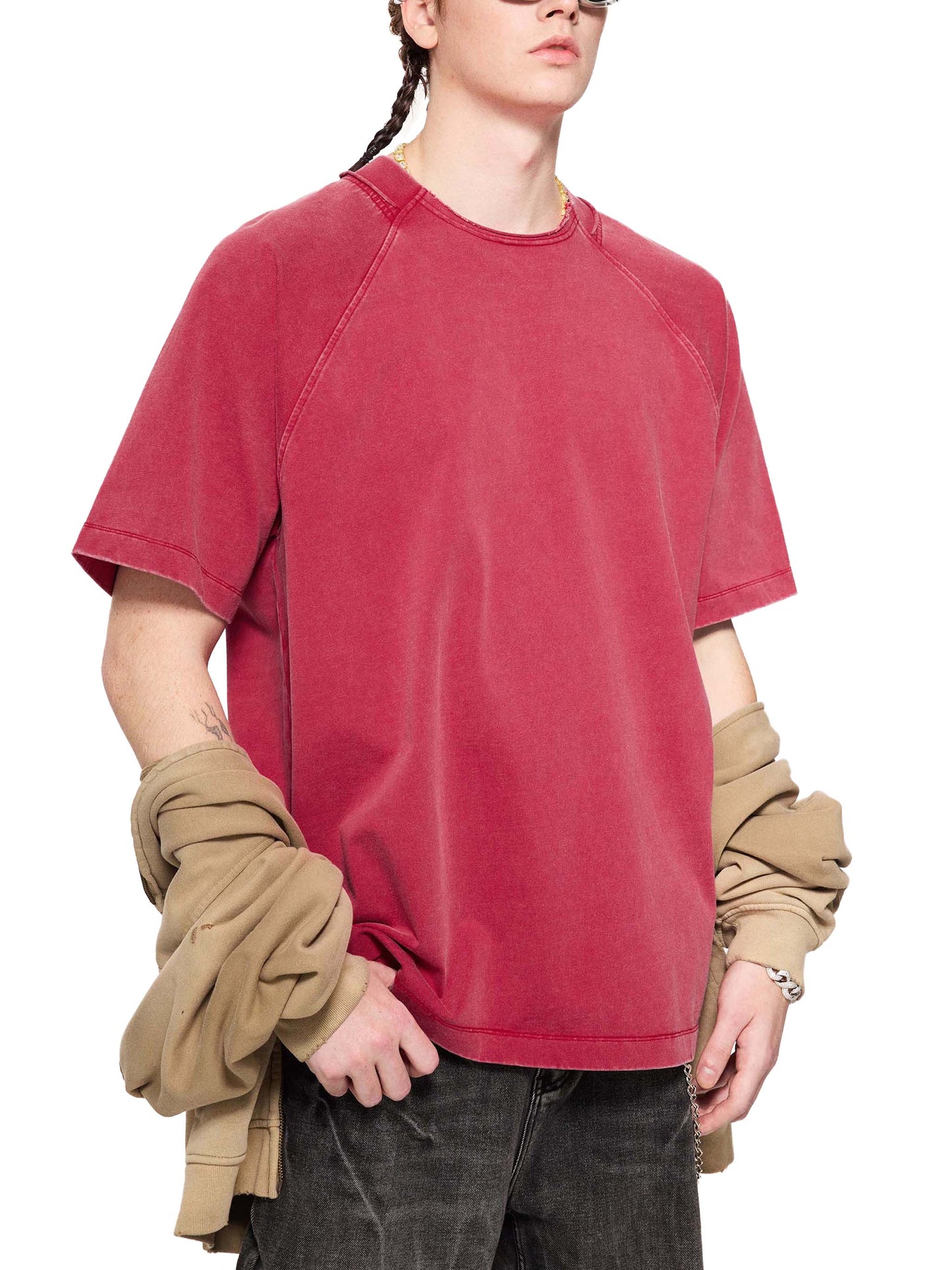 vintage washed raglan cotton t-shirt