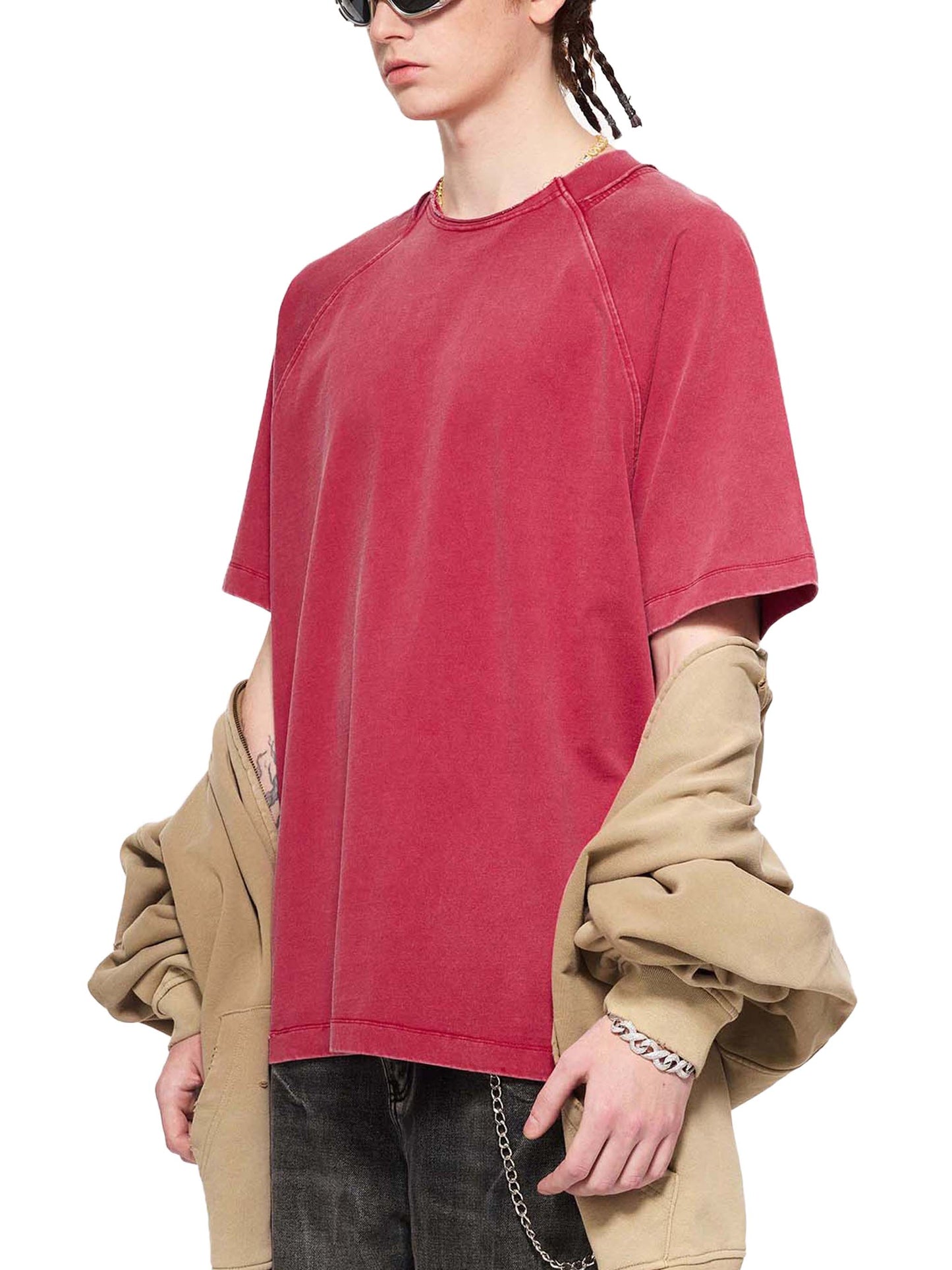 vintage washed raglan cotton t-shirt