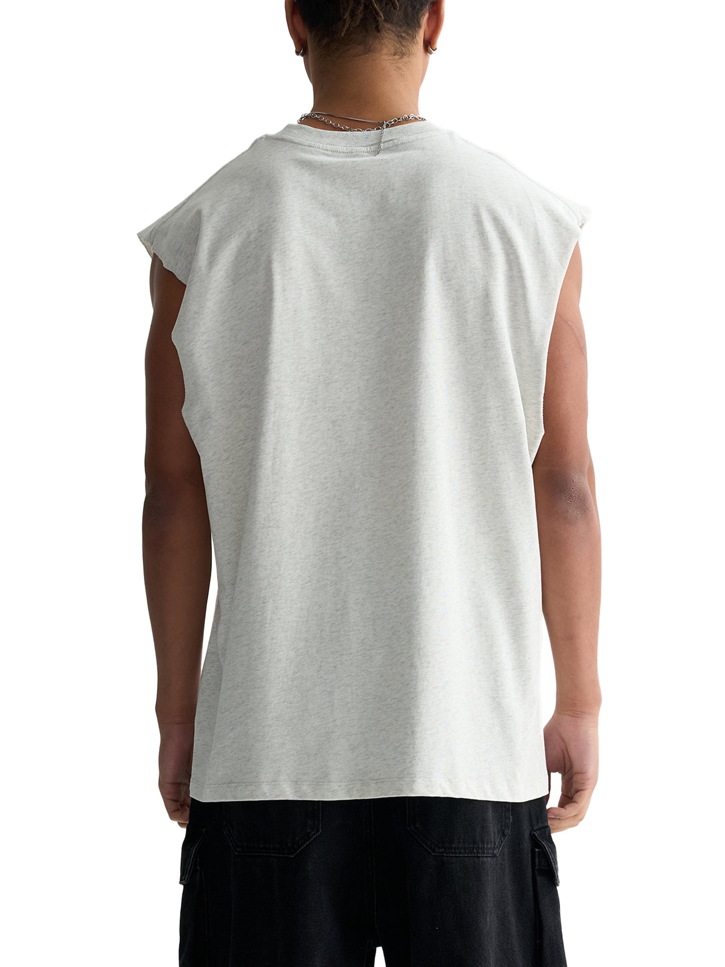 raw edge cotton tank top