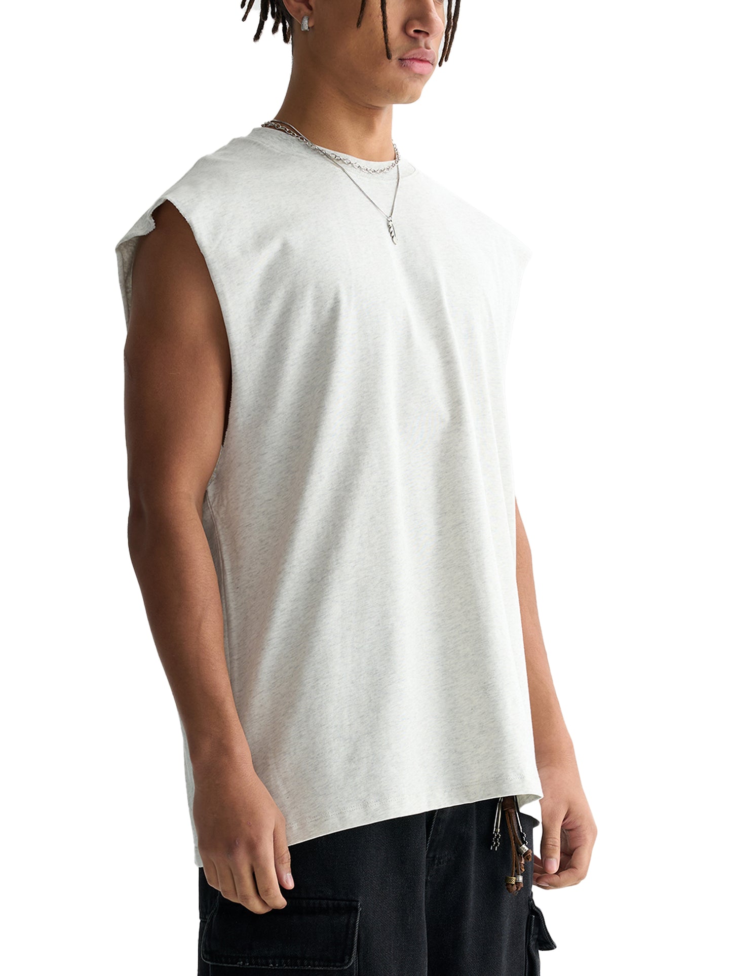 raw edge cotton tank top