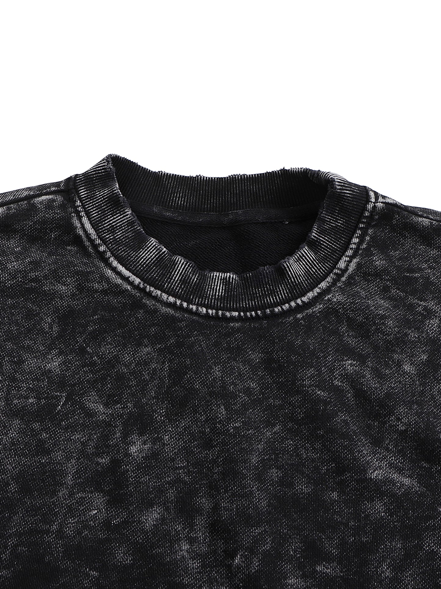 snow washed hand-frayed sweatshirt