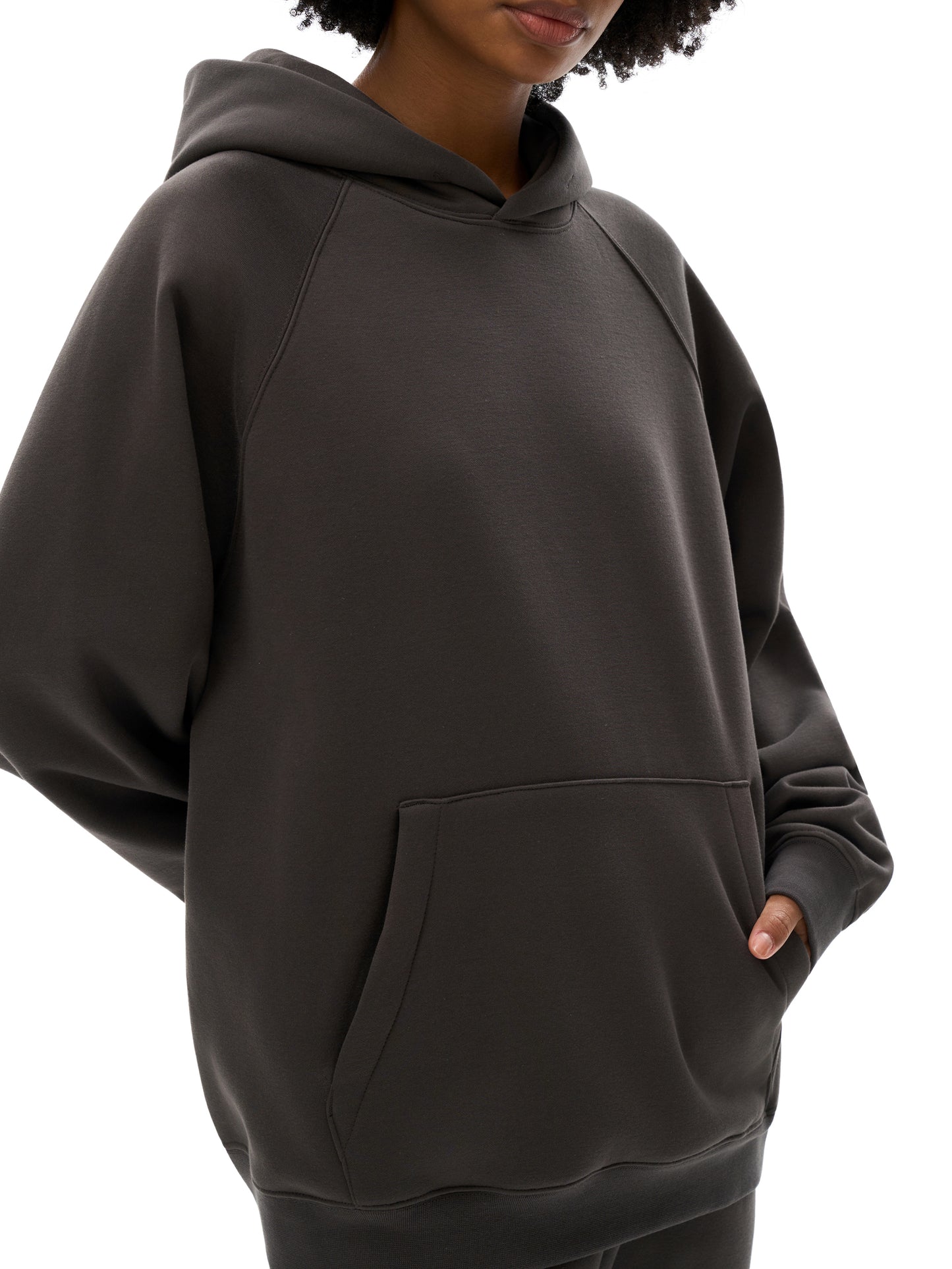 essential raglan sleeve fleece hoodie