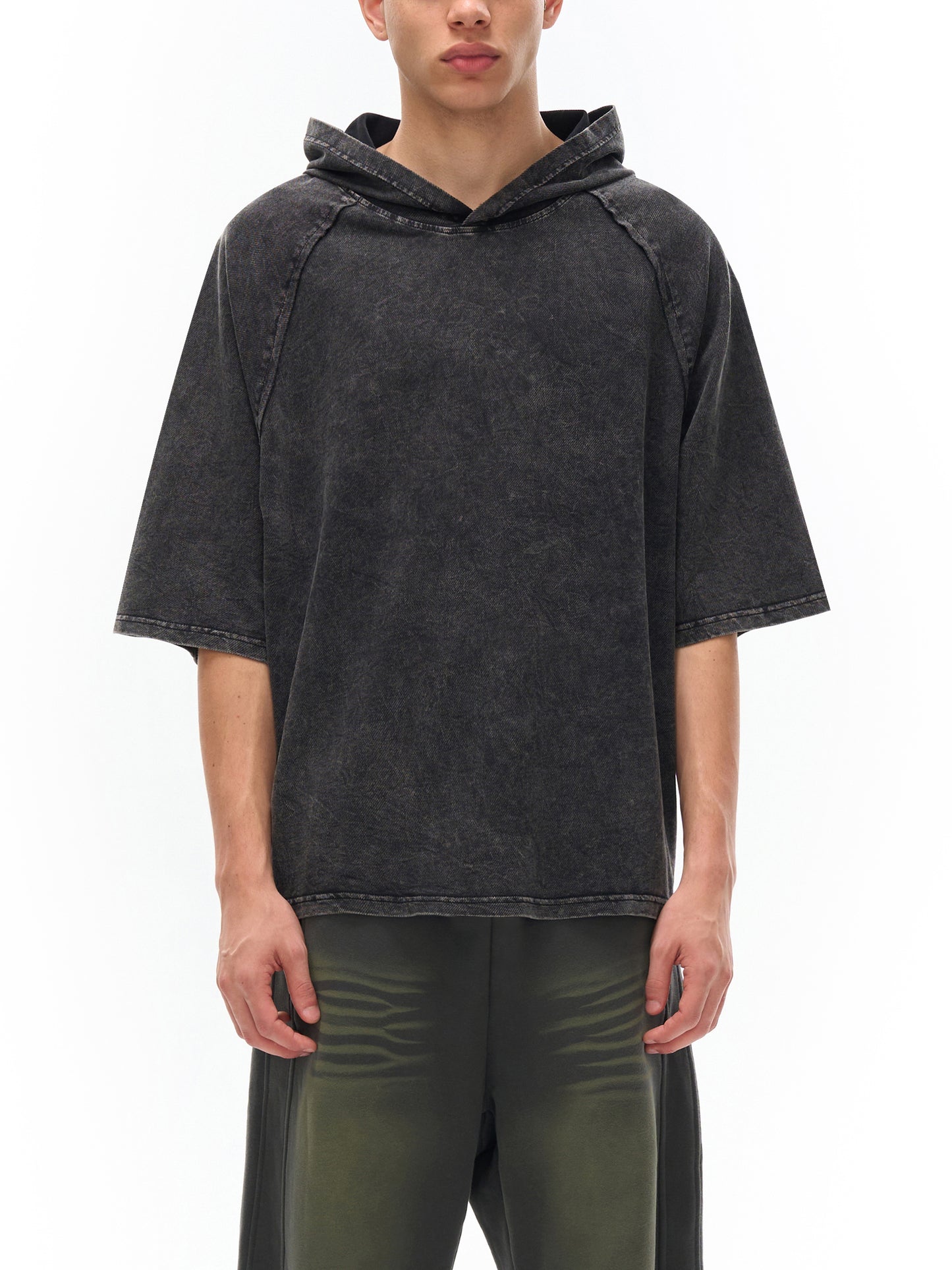 acid washed hooded boxy t-shirt
