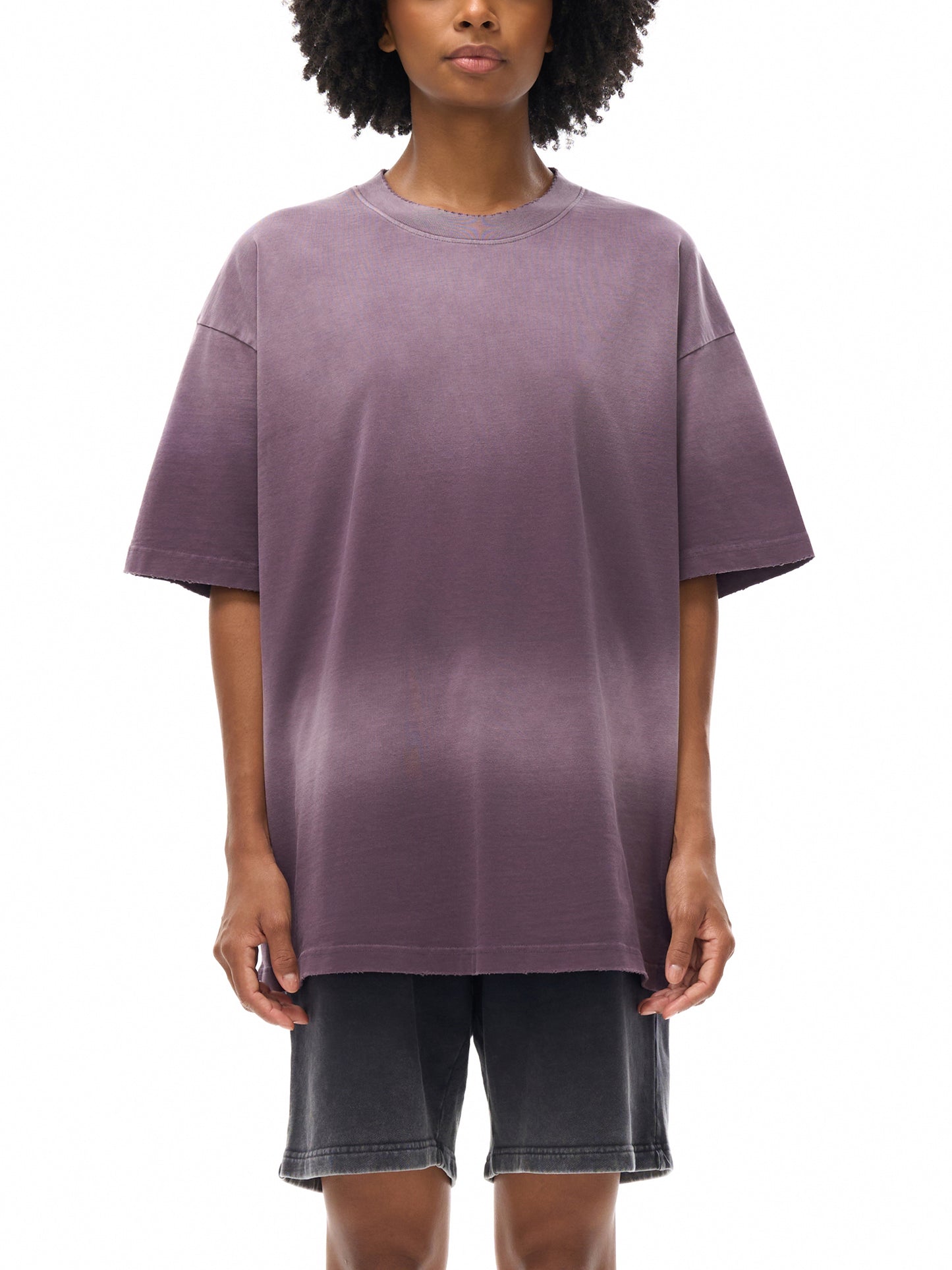 sun fade hand-frayed cotton t-shirt