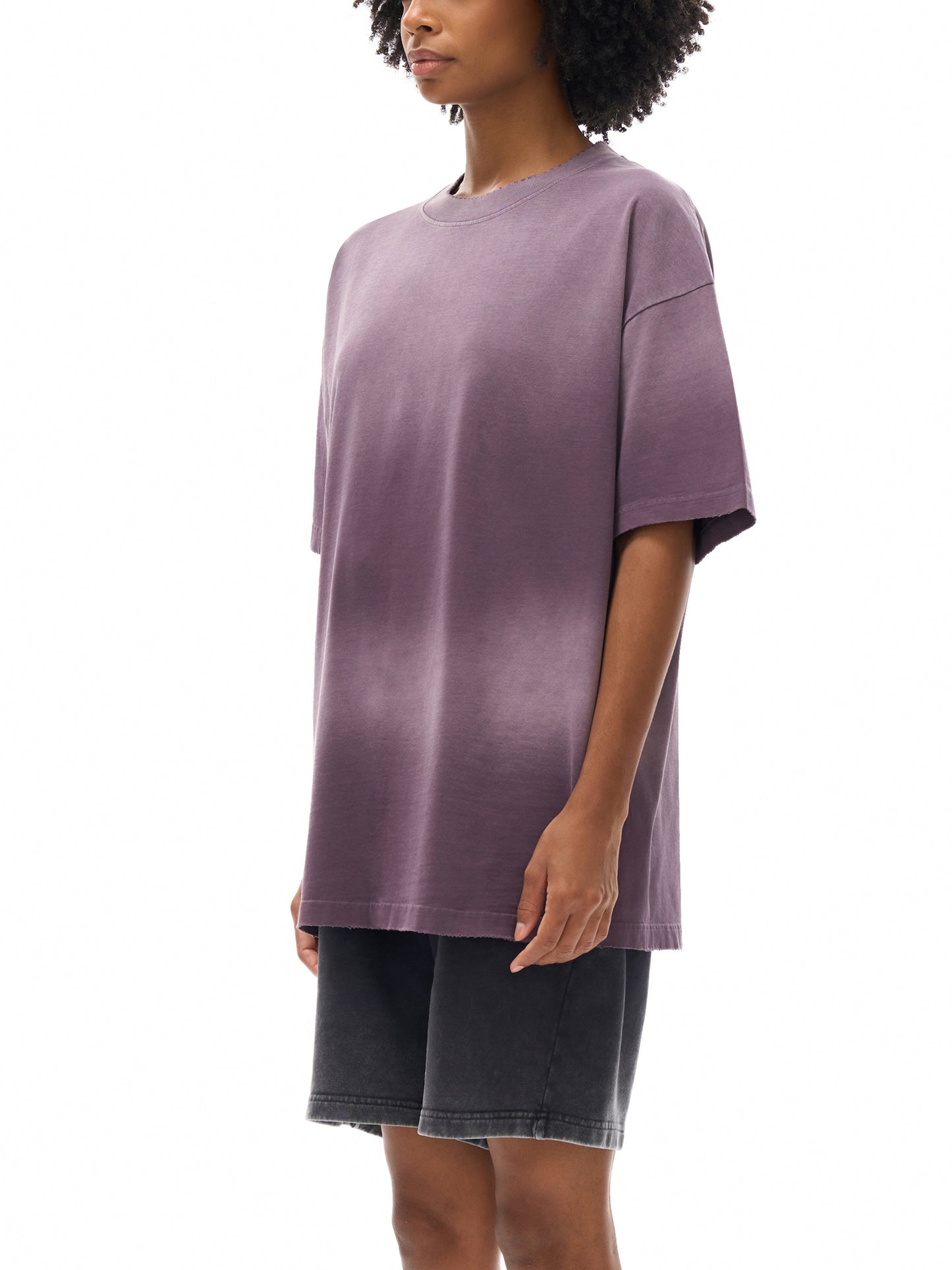 sun fade hand-frayed cotton t-shirt