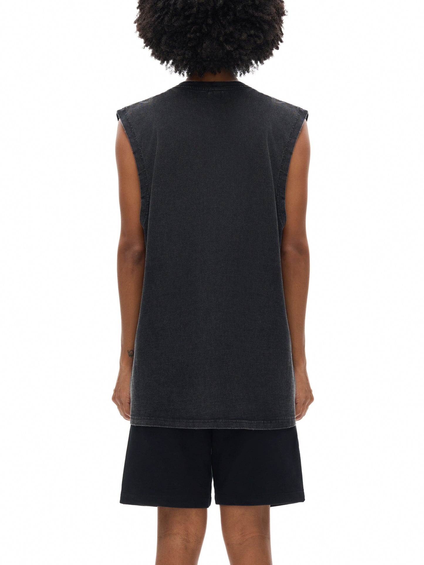 acid washed frayed hem tank top