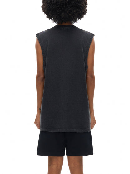 Acid Washed Frayed Hem Tank Top