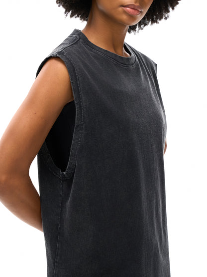 Acid Washed Frayed Hem Tank Top
