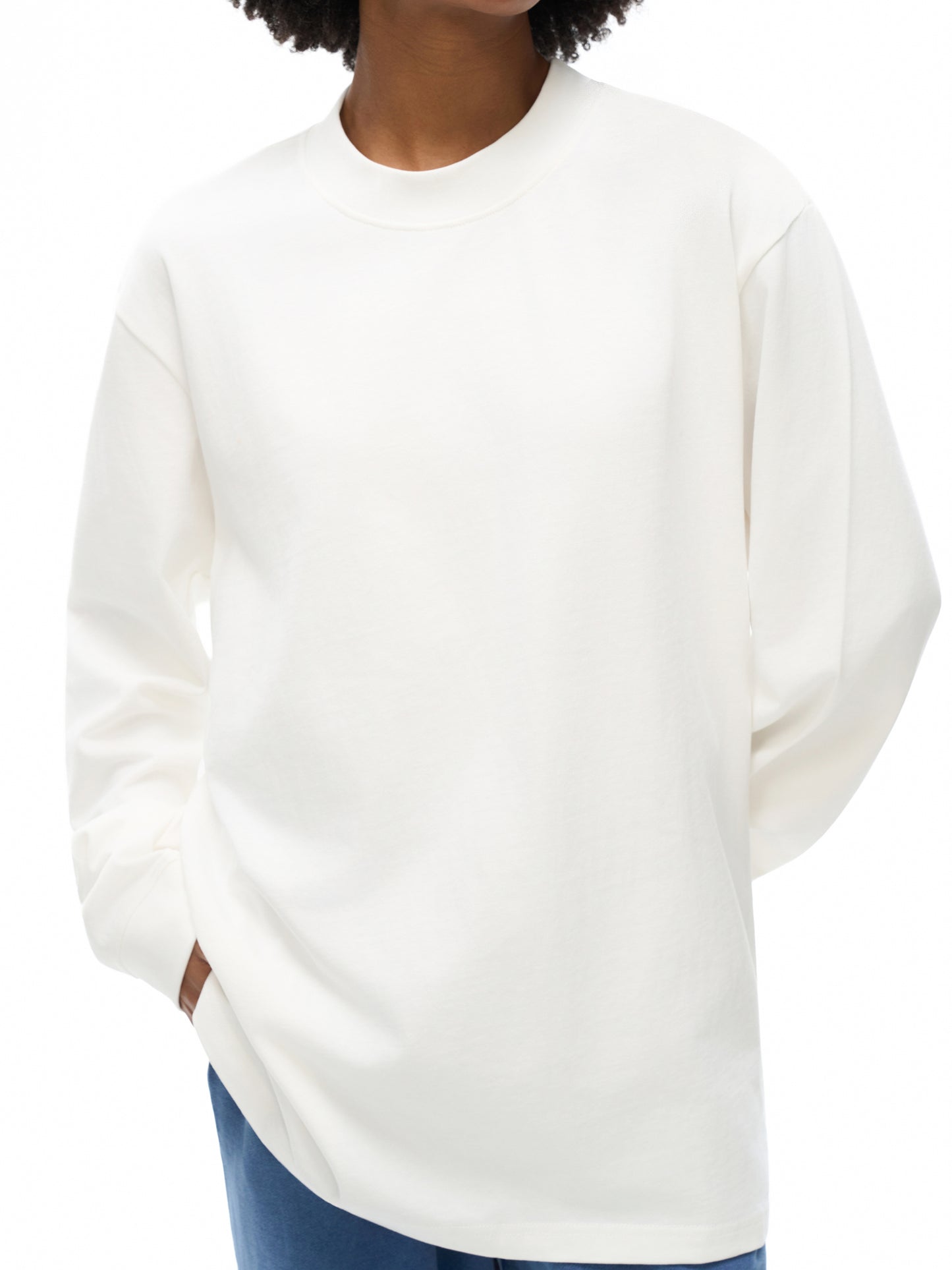 essential non-shrink mock neck sweatshirt