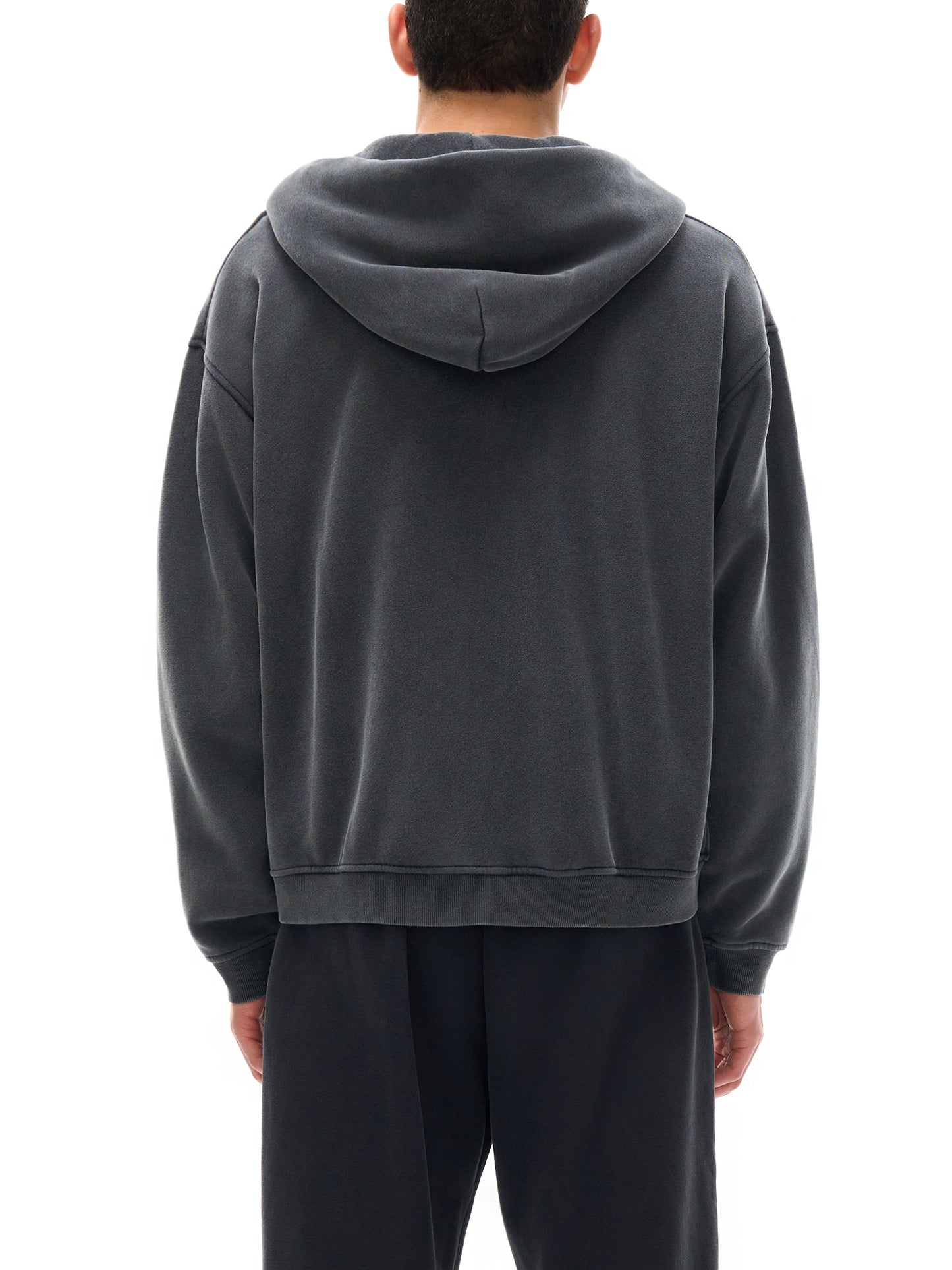 zip-through boxy fleece hoodie