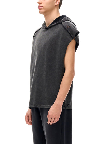 Acid Washed Boxy Hooded Tank Top
