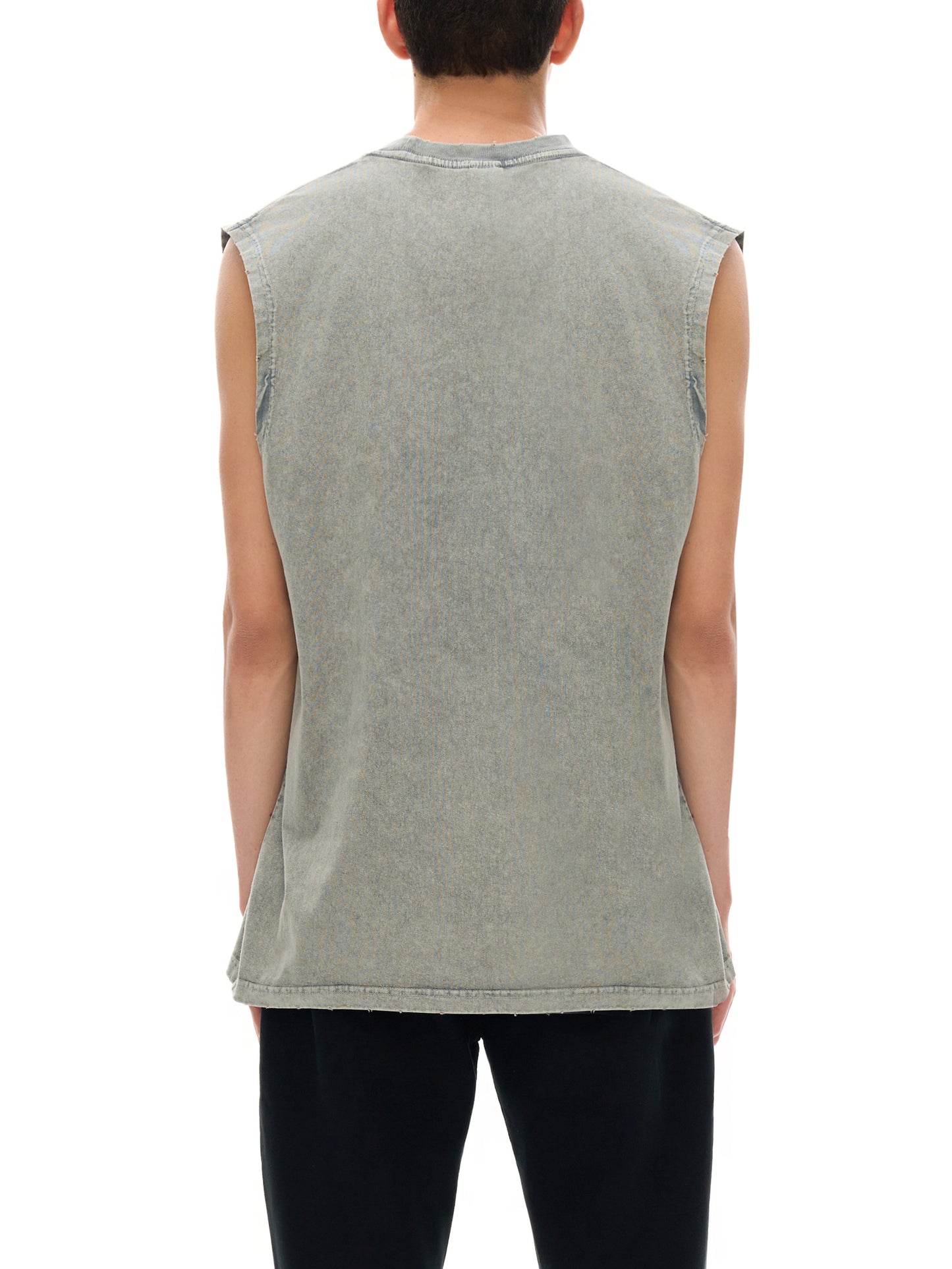 acid washed frayed hem tank top